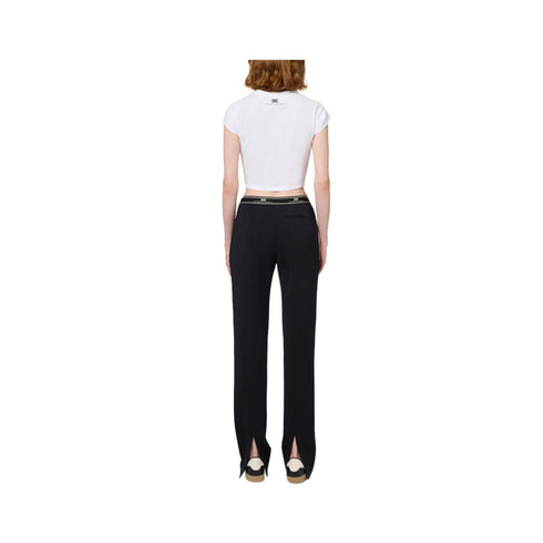 Elisabetta Franchi Pantaloni Pantalone Donna con spacchi Nero panna - Francavilla Moda